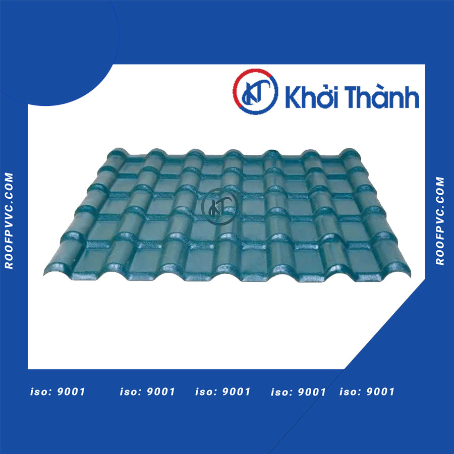 Moss green plastic roof tiles